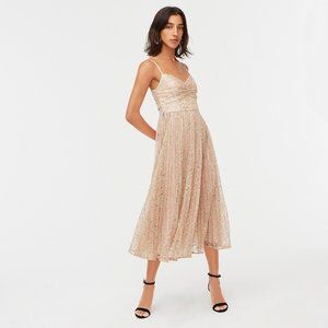 J. Crew Christine Dress Metallic Lace A-Line Gold
